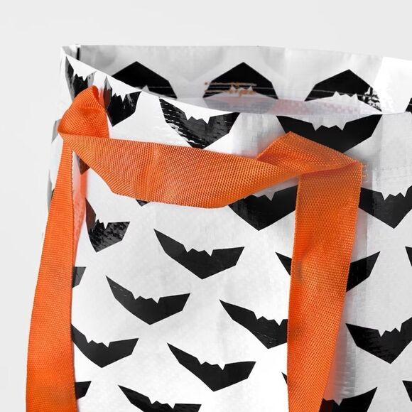 Ikea Kustfyr Halloween Bats Small Tote Shopping Bag White Black - Picture 3 of 4